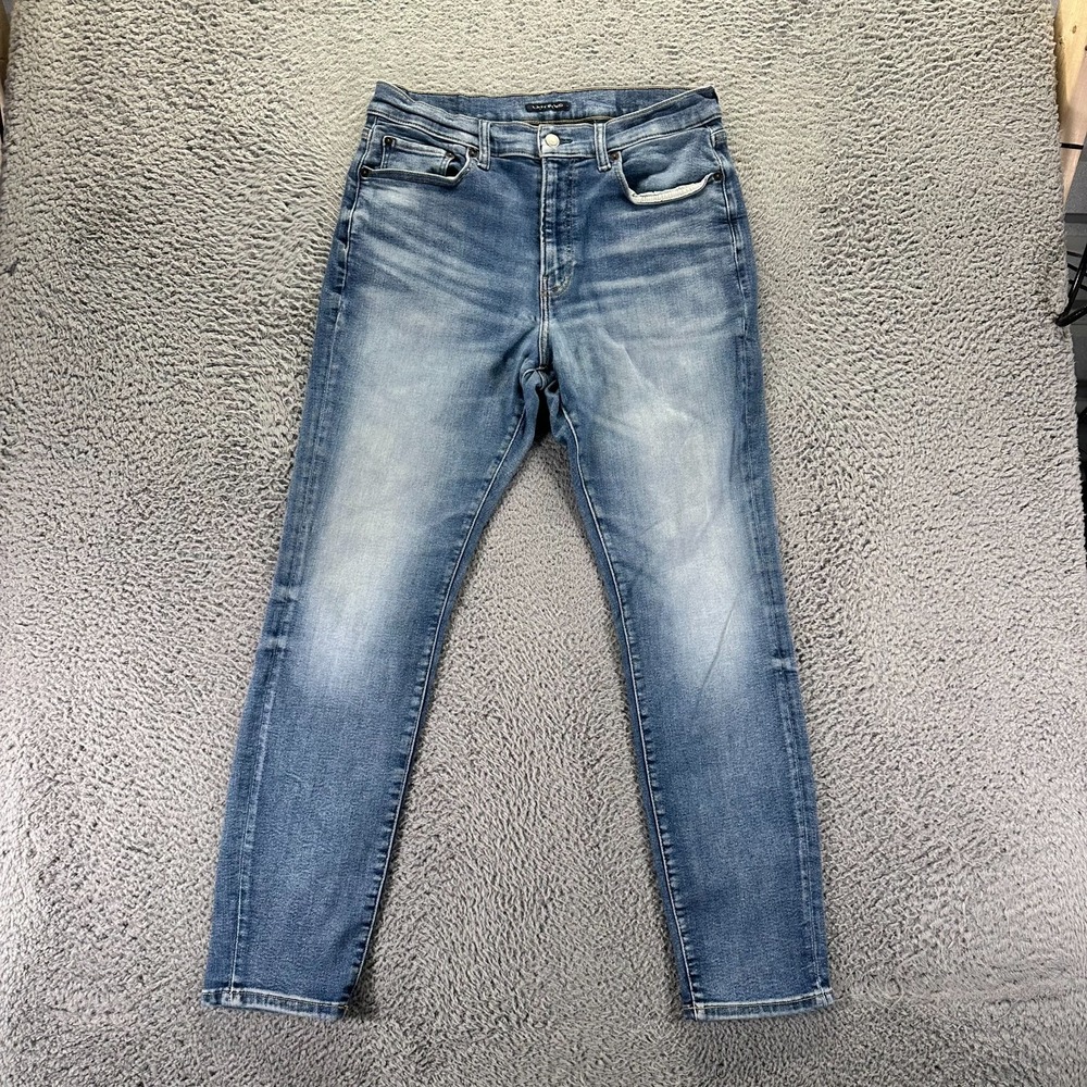 Lucky Brand 411 Jeans Men 34x32 Blue Cotton Denim Tapered Athletic Faded Stretch